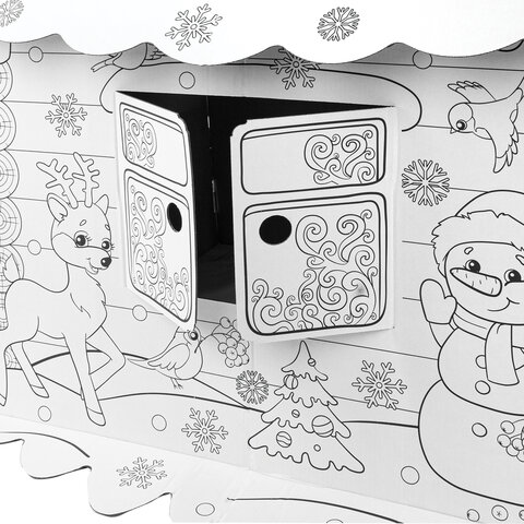 Картонный игровой развивающий Домик-раскраска "Новогодний", высота 130 см, BRAUBERG KIDS, 880365