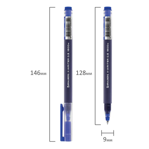 Ручка гелевая BRAUBERG "X-WRITER 1800", УВЕЛИЧЕННАЯ ДЛИНА ПИСЬМА 1 800 м, СИНЯЯ, стандартный узел 0,5 мм, 144134