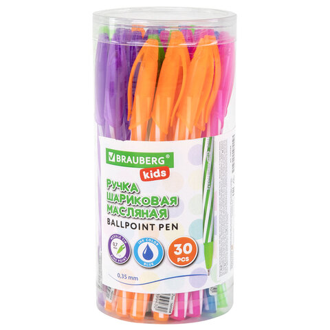 Ручка шариковая масляная BRAUBERG KIDS "TWIST", СИНЯЯ, корпус ассорти, пишущий узел 0,7 мм, линия письма 0,35 мм, 144104