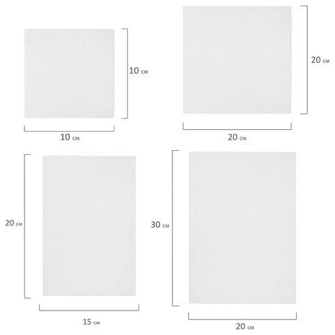 Холсты на картоне НАБОР № 2 10 штук, хлопок, грунт, 280 г/м2, BRAUBERG ART CLASSIC, 192661