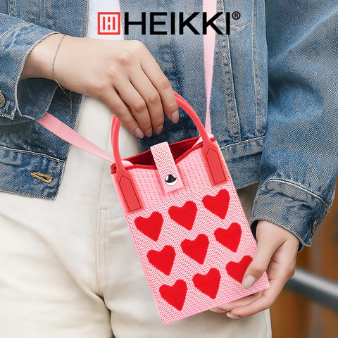 Сумочка-органайзер повседневная HEIKKI KNIT (ХЕЙКИ) кросс боди, вязаная, 17х12х5 см, "Hearts", 273795