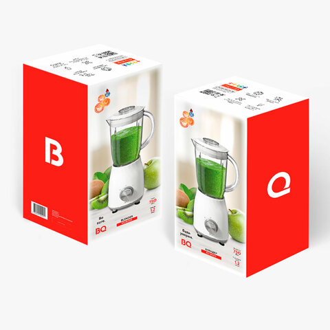 Блендер стационарный BQ (БИ-КЬЮ) SB1009, 750 Вт, 2 скорости, чаша 1,2 л, пластик, белый, 86192481