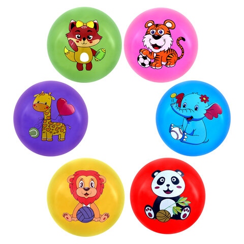 Мяч детский надувной "Зверята", 25 см, ПВХ, ассорти, 6 цветов, JOLLY JOT (ДЖОЛЛИ ДЖОТ), 666121