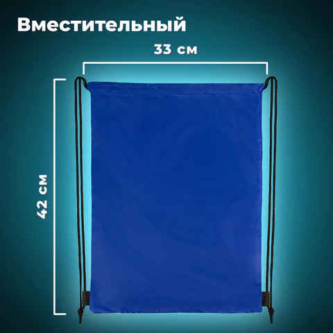 Мешок для обуви BRAUBERG ПРОЧНЫЙ, на шнурке, синий, 42x33 см, 227140
