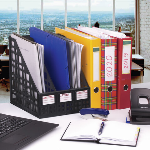 Лоток вертикальный для бумаг BRAUBERG "MAXI Plus", 240 мм, 3 отделения, сетчатый, сборный, черный, 237013