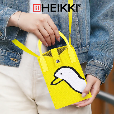 Сумочка-органайзер повседневная HEIKKI KNIT (ХЕЙКИ) кросс боди, вязаная, 17х12х5 см, "Yellow goose", 273791