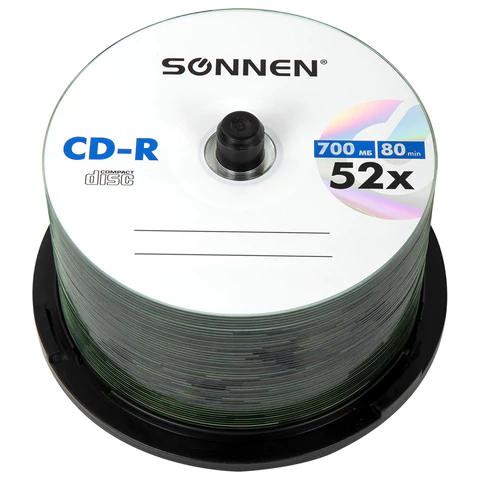 Диск CD-R SONNEN 700 Mb 52x Cake Box (упаковка на шпиле), КОМПЛЕКТ 50 шт., 512570