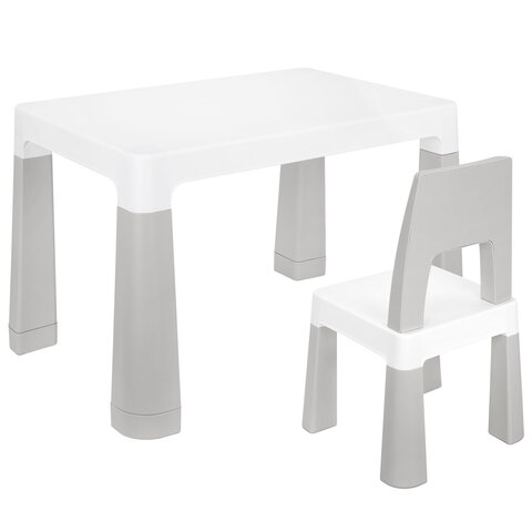 Стол детский + стул BRABIX KIDS CS-003, 2-7 лет, пластик белый + серый, 533292