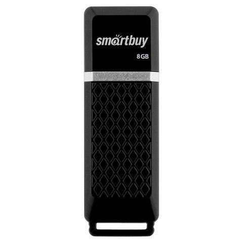 Флеш-диск 8 GB, SMARTBUY Quartz, USB 2.0, черный, SB8GBQZ-K