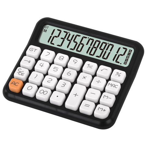Калькулятор настольный BRAUBERG KW-1000-BK (152x132 мм), 3D-кнопки, 12 разрядов, черный, 272956