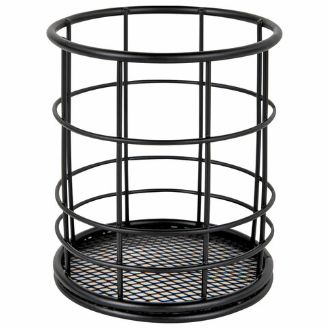 Органайзер стаканчик для косметики и мелочей MONTE VITA (МОНТЕ ВИТА), металлический, 100х90 мм, черный, 272487