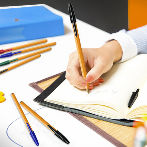 Ручки шариковые BIC "Orange Original", НАБОР 4 ЦВЕТА, узел 0,8 мм, линия 0,3 мм, пакет, 8308541/516337