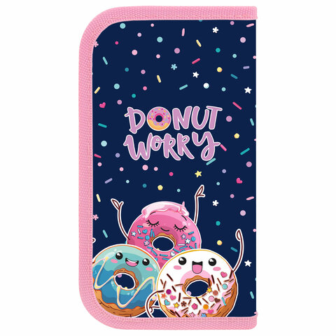 Пенал ПИФАГОР, 2 отделения, ламинированный картон, 19х11 см, "Comic donuts", 273482