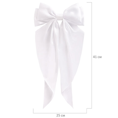 Заколка для волос баретте с бантом и широкими длинными хвостиками, белый, MONTE VITA (МОНТЕ ВИТА), 457114