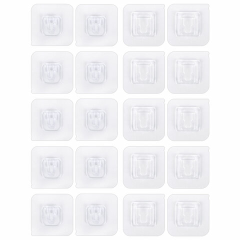 Крючки-кронштейны самоклеящиеся 6х6 см, КОМПЛЕКТ 10 шт., акриловый клей, LAIMA Home, 608794