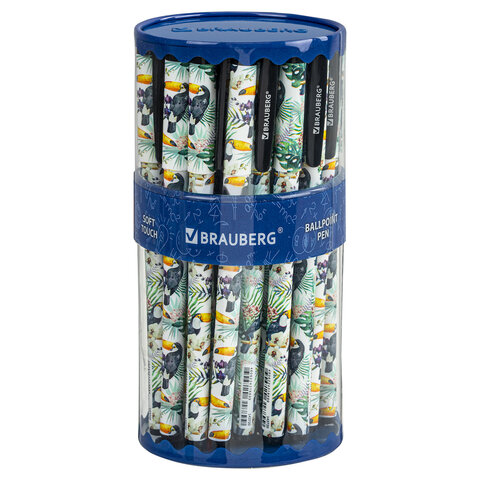 Ручка шариковая BRAUBERG SOFT TOUCH GRIP "TOUCAN", СИНЯЯ, мягкое покрытие, узел 0,7 мм, 143720
