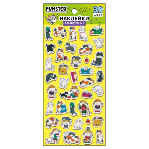 Наклейки декоративные "Настроение", 17,5х9 см, ассорти 4 вида, FUNSTER (ФАНСТЕР), 666098