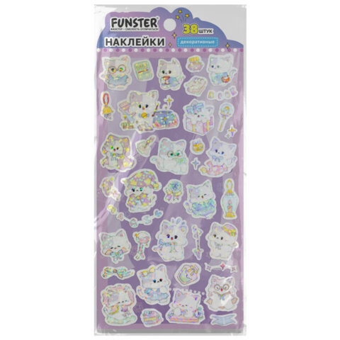 Наклейки декоративные "Веселый микс", 17,5х9 см, ассорти 6 видов, FUNSTER (ФАНСТЕР), 666094