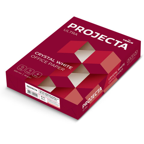 Бумага офисная А4, 80 г/м2, 500 л., марка А, PROJECTA ULTRA, Россия, 162% (CIE)