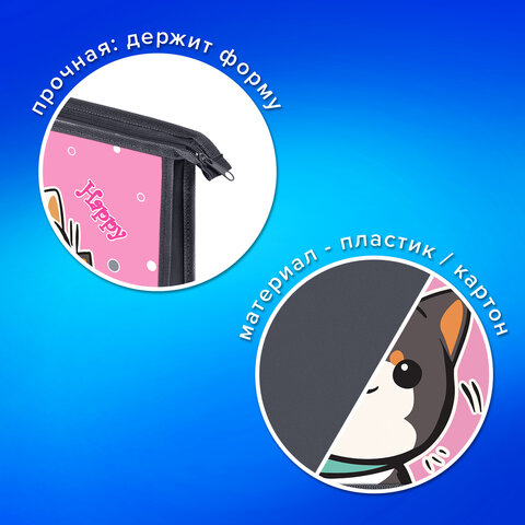 Папка для тетрадей ПИФАГОР А4, 1 отделение, картон/пластик, на молнии, "Best team", 272124