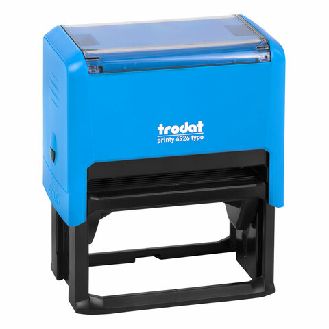 Штамп самонаборный 8-строчный, оттиск 75х38 мм, синий без рамки, TRODAT 4926/DB, КАССЫ В КОМПЛЕКТЕ, 53604