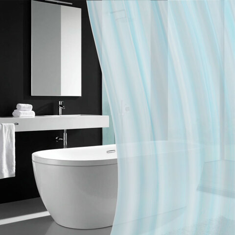 Шторка для ванной PEVA, 180х180 см, кольца в комплекте, 3 цвета ассорти (белый, голубой, коричневый), WBZ (ВБЗ), 700067