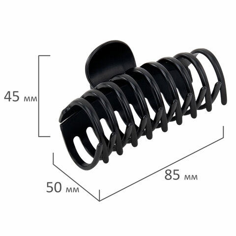 Крабы для волос НАБОР 3 шт., 8,5 см / 8,5 см / 11 см, soft-touch, чёрный, MONTE VITA (МОНТЕ ВИТА), 457032