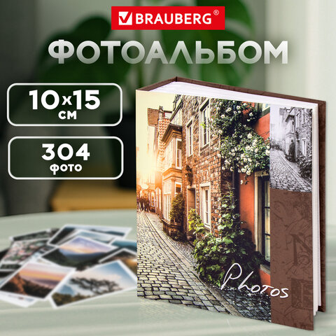 Фотоальбом BRAUBERG "Итальянские улочки" на 304 фото 10х15 см, твердая обложка, термосклейка, 391167