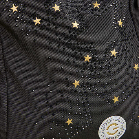 Рюкзак GRIZZLY школьный, анатомическая спинка, 3 отделения, для девочек, "GOLDEN&BLACK", 40х27х20 см, RG-561-2/1
