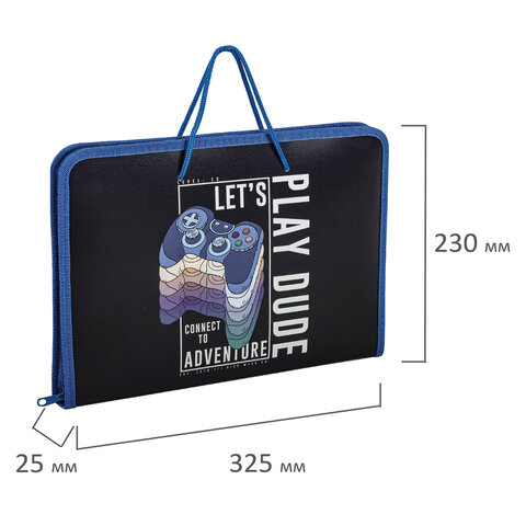 Папка для труда на молнии с ручками ПИФАГОР А4, 1 отделение, пластик, органайзер, "Aracde Fun", 271474