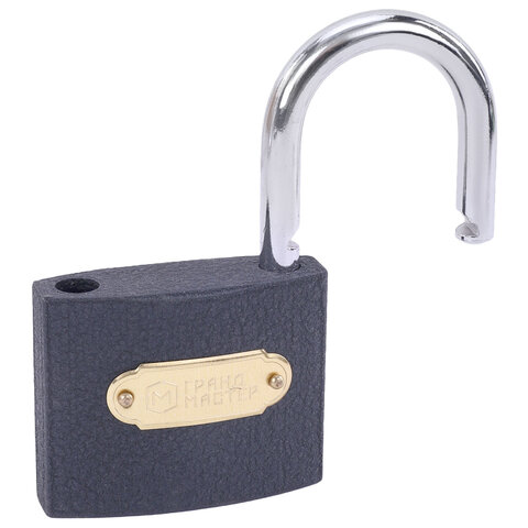 Замок навесной чугунный "Стандарт", ширина 63 мм, английский, 3 ключа, ГРАНДМАСТЕР, 671293