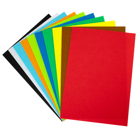 Фетр супер жесткий А4, 1 мм, 10 листов, 10 цветов, плотность 160 г/м2, ОСТРОВ СОКРОВИЩ, 665667