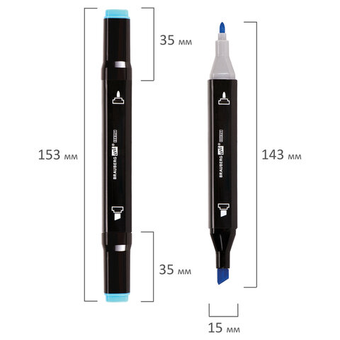 Маркеры для скетчинга двусторонние BRAUBERG ART DEBUT "BLACK", НАБОР 120 шт., пластиковый кейс, 152134