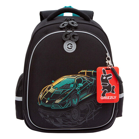 Ранец GRIZZLY анатомическая спинка, c бейджем, для мальчиков, "THE COOLEST", 36х28х20 см, RAz-587-9/1