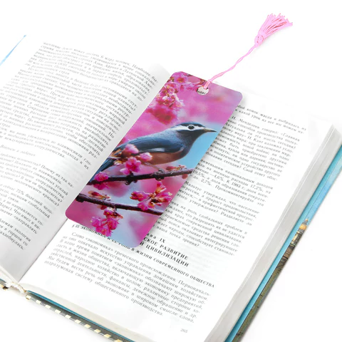 Закладка для книг с линейкой 3D-ОБЪЕМНАЯ BRAUBERG, "Птичка на ветке", с декоративным шнурком, 125773