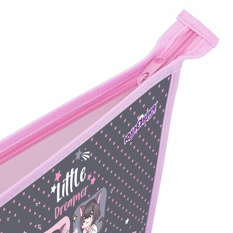 Папка для тетрадей ЮНЛАНДИЯ А4, 1 отделение, пластик, на молнии, "Anime dreamer", 273349