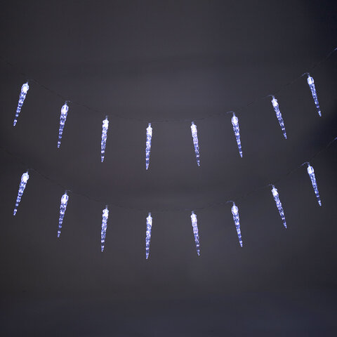 Электрогирлянда-нить комнатная 2 м, 20 LED, с насадками, вид: "Сосульки", холодный белый, на батарейках, ЗОЛОТАЯ СКАЗКА, 592561