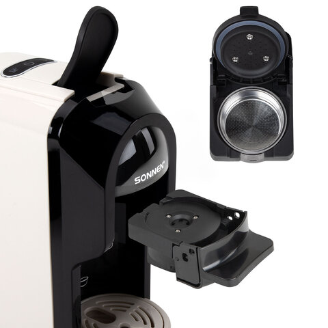 Кофемашина капсульная 3 в 1 для молотого кофе и капсул DOLCE GUSTO и NESPRESSO, SONNEN CM510B, 1450 Вт, 0,6 л, бежевая, 457338