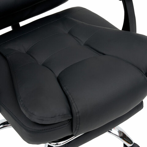 Кресло офисное CROMEX (КРОМЕКС) "Lounge MS-007", подножка, 6 массажных модулей, экокожа, черное, 532960