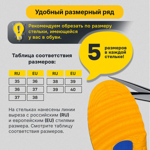 Стельки для обуви С МАССАЖНЫМИ ПОДУШЕЧКАМИ размер RU 35-39/EU 36-40, SHEGRA (ШЕГРА), 702302