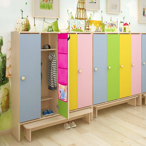 Кармашки-органайзер в шкафчик для детского сада ЮНЛАНДИЯ, 5 карманов, 21х68 см, "Elephant", 271430