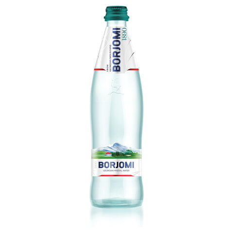 Вода ГАЗИРОВАННАЯ минеральная BORJOMI 0,33 л, стеклянная бутылка