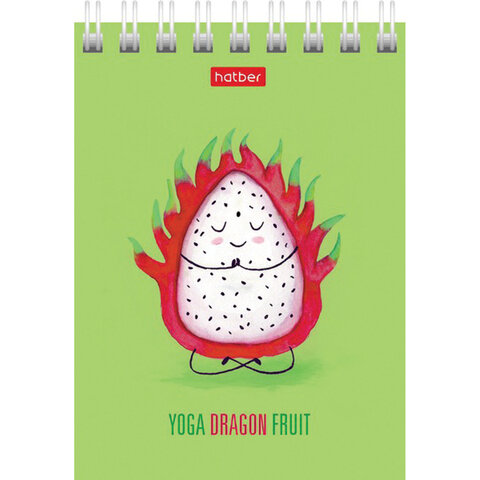 Блокнот МАЛЫЙ ФОРМАТ А7 75х105 мм, 60 л., гребень, картон, клетка, HATBER, "Йога-Фитнес", 066625, 60Б7В1гр