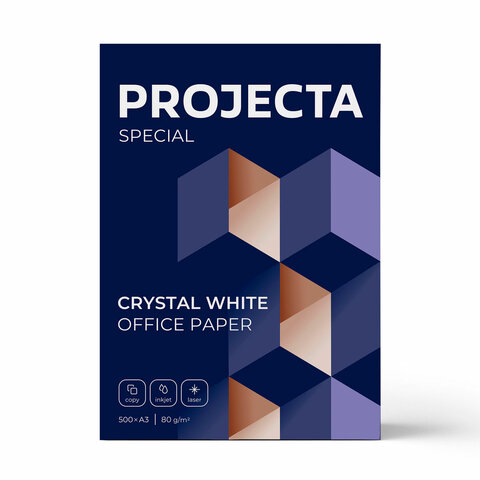 Бумага офисная БОЛЬШОГО ФОРМАТА (297х420), А3, 80 г/м2, 500 л., марка В, PROJECTA SPECIAL, Россия, 153% (CIE)