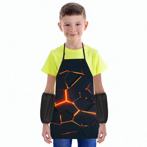 Фартук с нарукавниками для уроков труда ЮНЛАНДИЯ, регулировка по росту, 46х54 см, "Volcano split", 273632