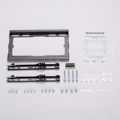 Кронштейн-крепление для ТВ настенный, до 45 кг, VESA 50х50-200х200, 23"-43", черный, SONNEN, 455948