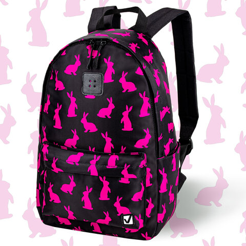 Рюкзак BRAUBERG POSITIVE универсальный, карман-антивор, "Pink Rabbits", 42х28х14 см, 270780