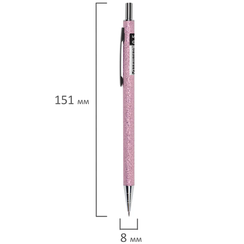 Карандаш механический 0,5 мм + грифели HB 12 штук на блистере, BRAUBERG "ROSE PINK", 181971