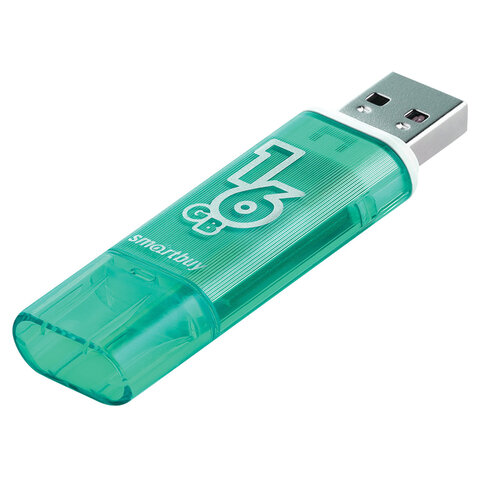 Флеш-диск 16 GB, SMARTBUY Glossy, USB 2.0, зеленый, SB16GBGS-G