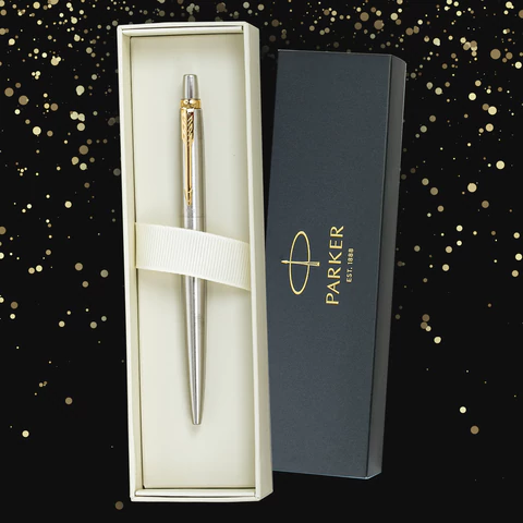 Ручка шариковая PARKER "Jotter Core Stainless Steel GT", ежедневник А5 красный, пакет, 880888
